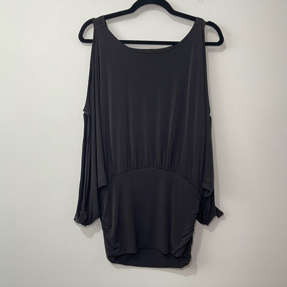 Y2K S-Twelve Black Cold Shoulder Batwing fairy witchy tunic Top Women’s Size L